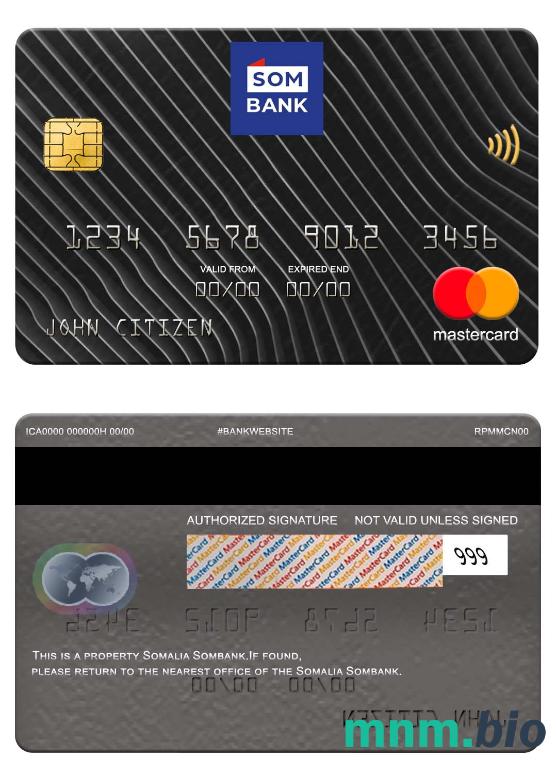 Somalia Sombank przykład karty mastercard w formacie PSD
